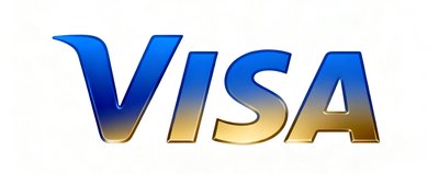 Visa支付品牌Logo,蓝色与金色渐变字体,简洁现代风格
